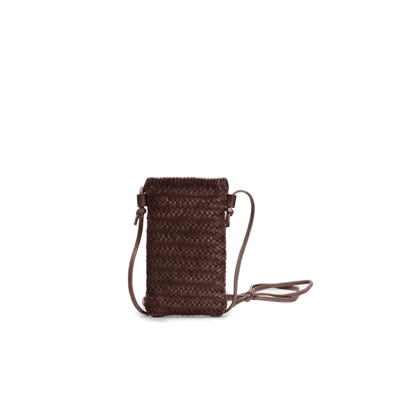 Biba Perkins Pochette Portable Cuir tressé PER4L Marron Os