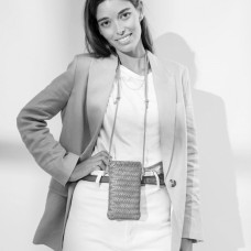 Biba Perkins Portable Pouch Woven Leather PER4L Bone Brown