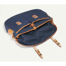 Bleu de Chauffe Fisherman's Musette Bag M Cotton and Leather Navy Blue
