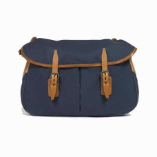 Bleu de Chauffe Fisherman's Musette Bag M Cotton and Leather Navy Blue