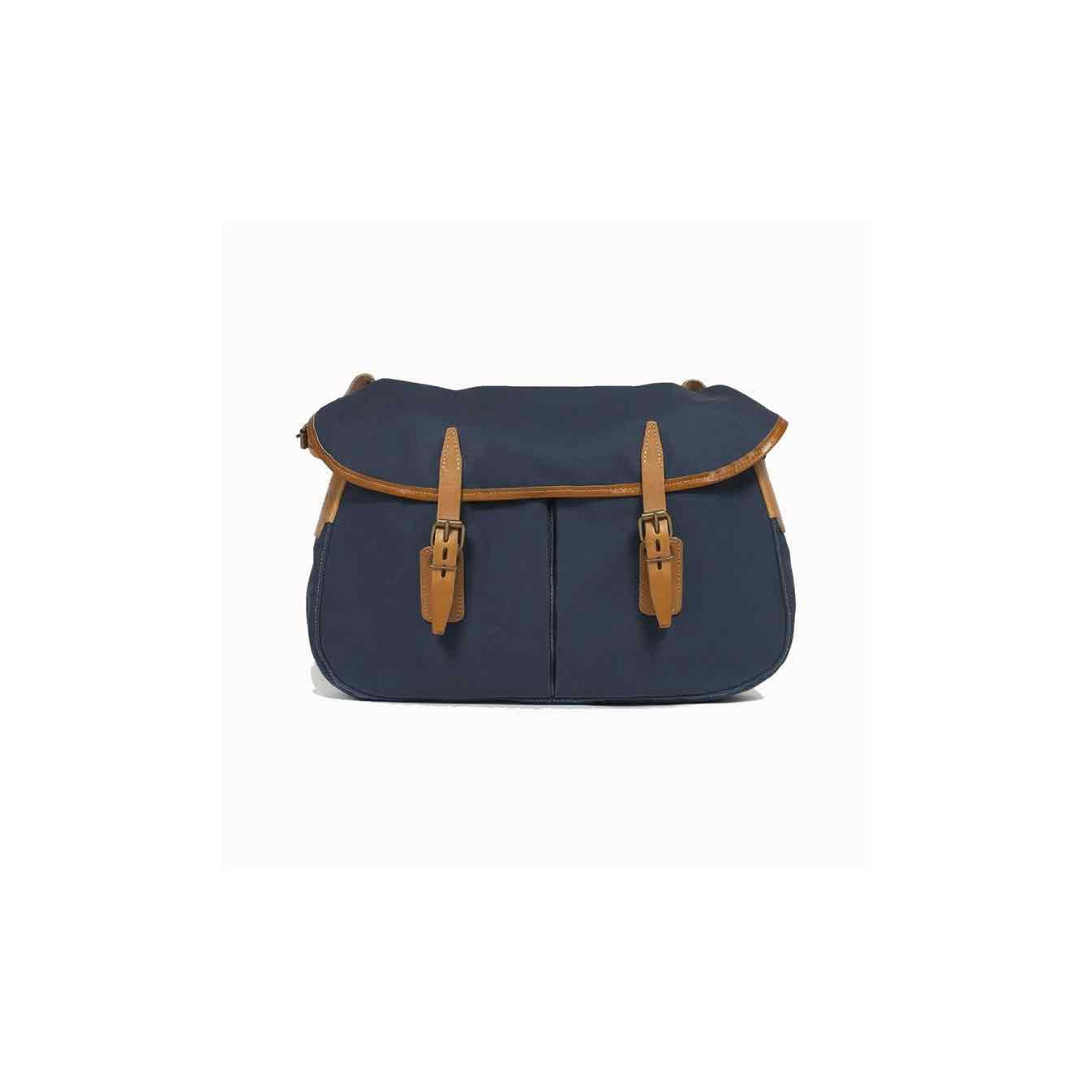 Bleu de Chauffe Fisherman's Musette Bag M Cotton and Leather Navy Blue