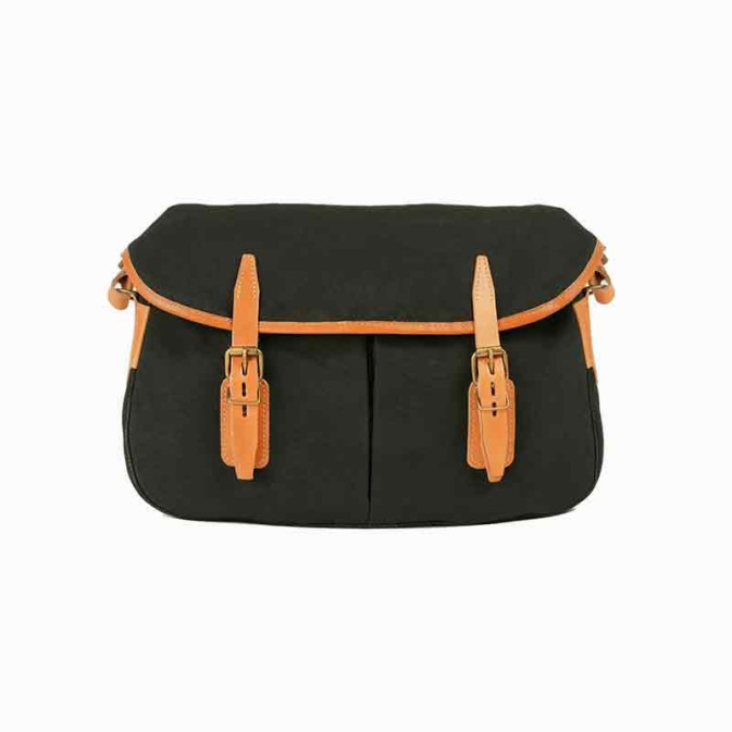Bleu de Chauffe Fisherman's Musette Bag S Cotton and Leather Khaki