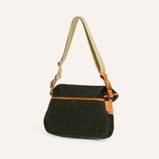 Bleu de Chauffe Fisherman's Musette Bag S Cotton and Leather Khaki