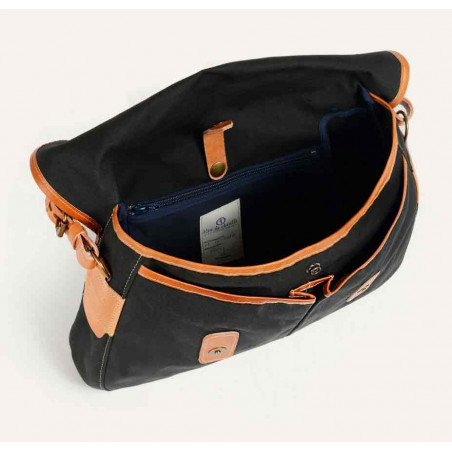 Bleu de Chauffe Fisherman's Musette Bag S Cotton and Leather Khaki