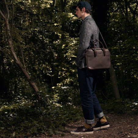 Bleu de Chauffe Business Folder Bag Amber Brown