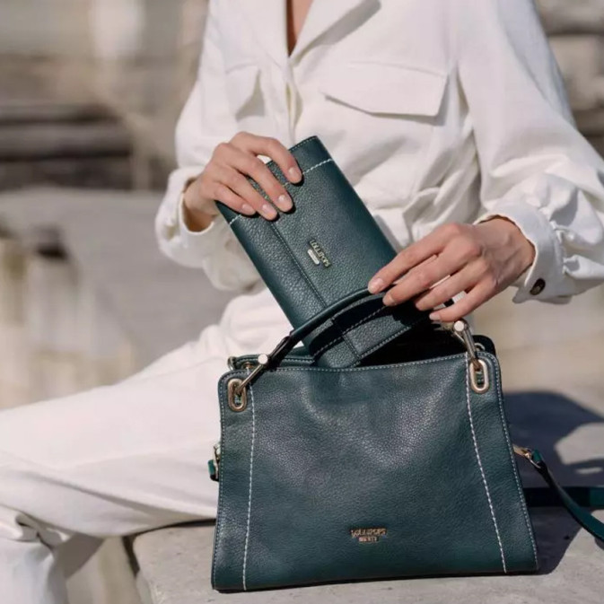 Petit Sac De Soirée Satin Vert émeraude Avec Strass - Clutch Zippée - Neuf Sans étiquette