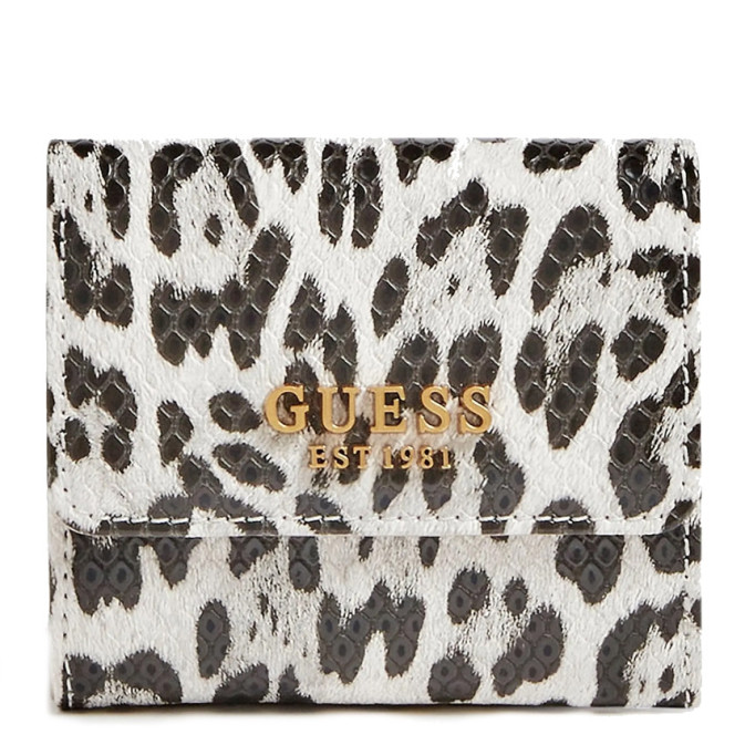 Guess Centre Stage Double-Bill Wallet Black White Leopard