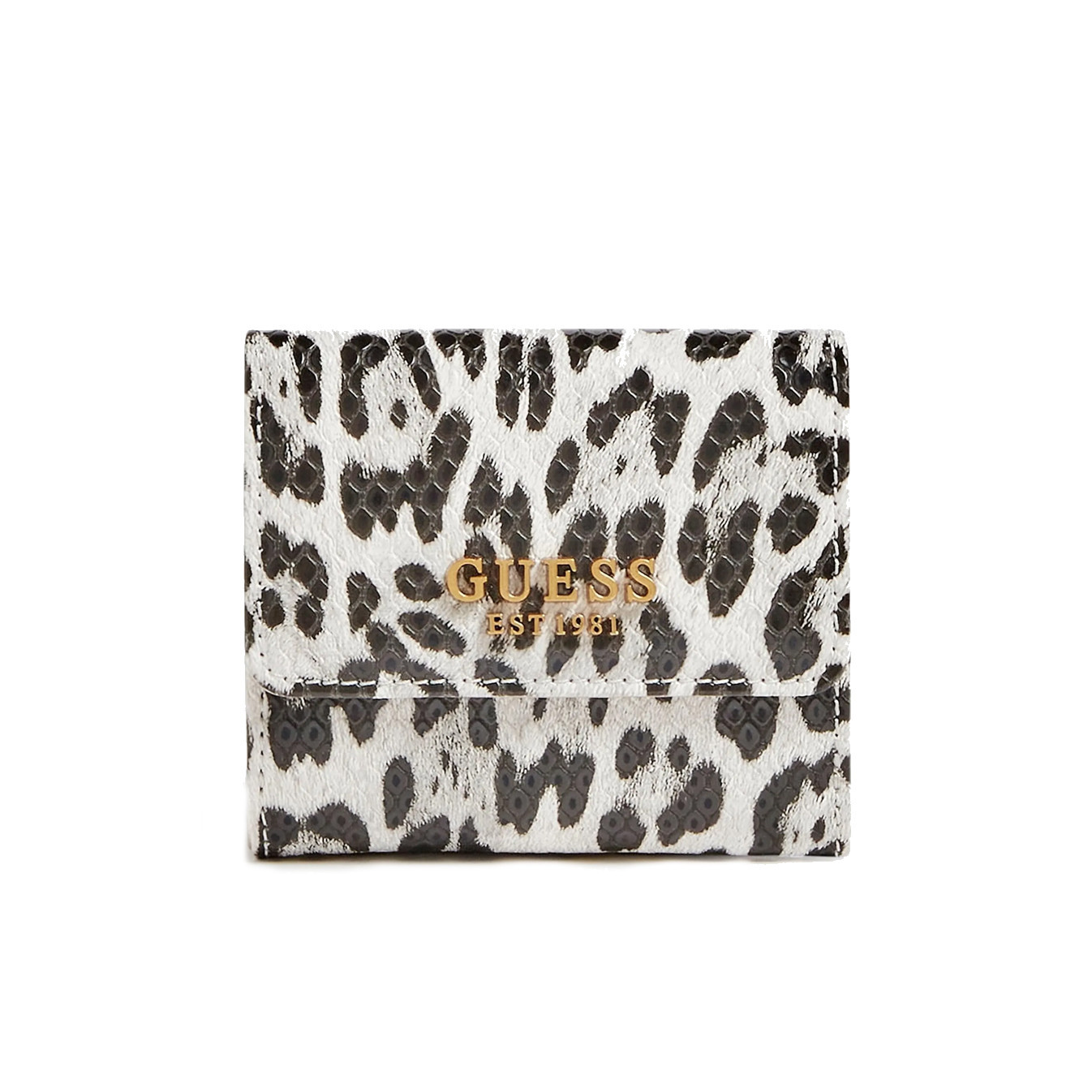 Guess Centre Stage Double-Bill Wallet Black White Leopard