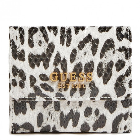 Guess Centre Stage Double-Bill Wallet Black White Leopard