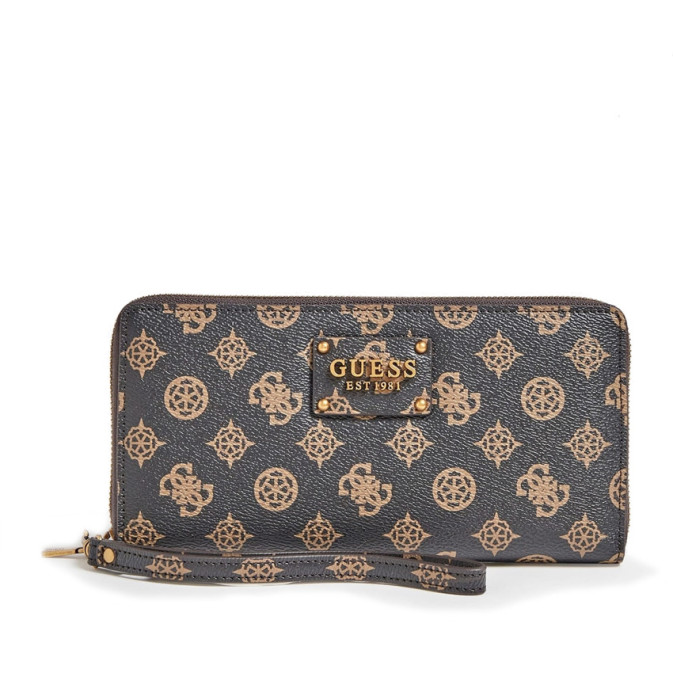 Guess Centre Stage Portefeuille Large Zip Around Mocha Logo 4G