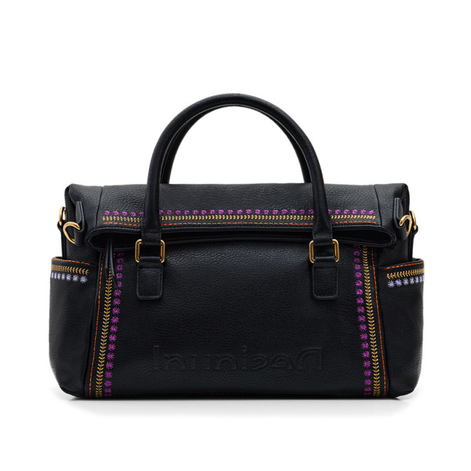 Sac à Main Desigual Brodé Multicolore - Fourre-tout Noir En Très Bon état