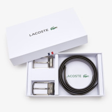 Lacoste Men's Classic 2 Buckle Belt Gift Set Black Brown