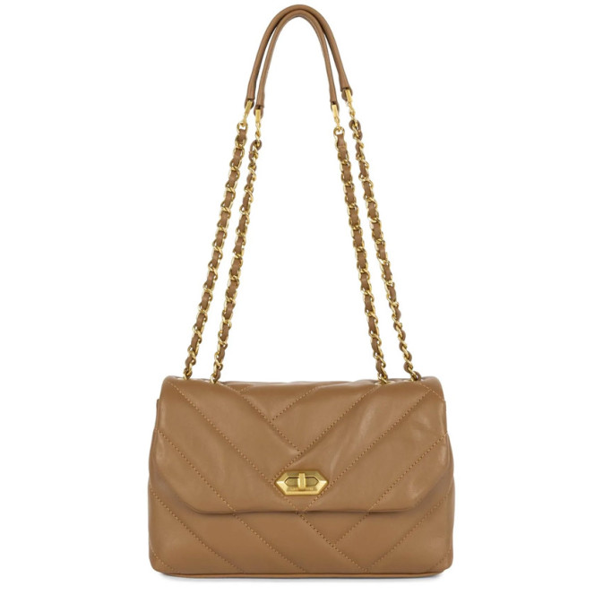 Lancaster Soft Quilted Shoulder Bag Trotteur 530-35 Camel