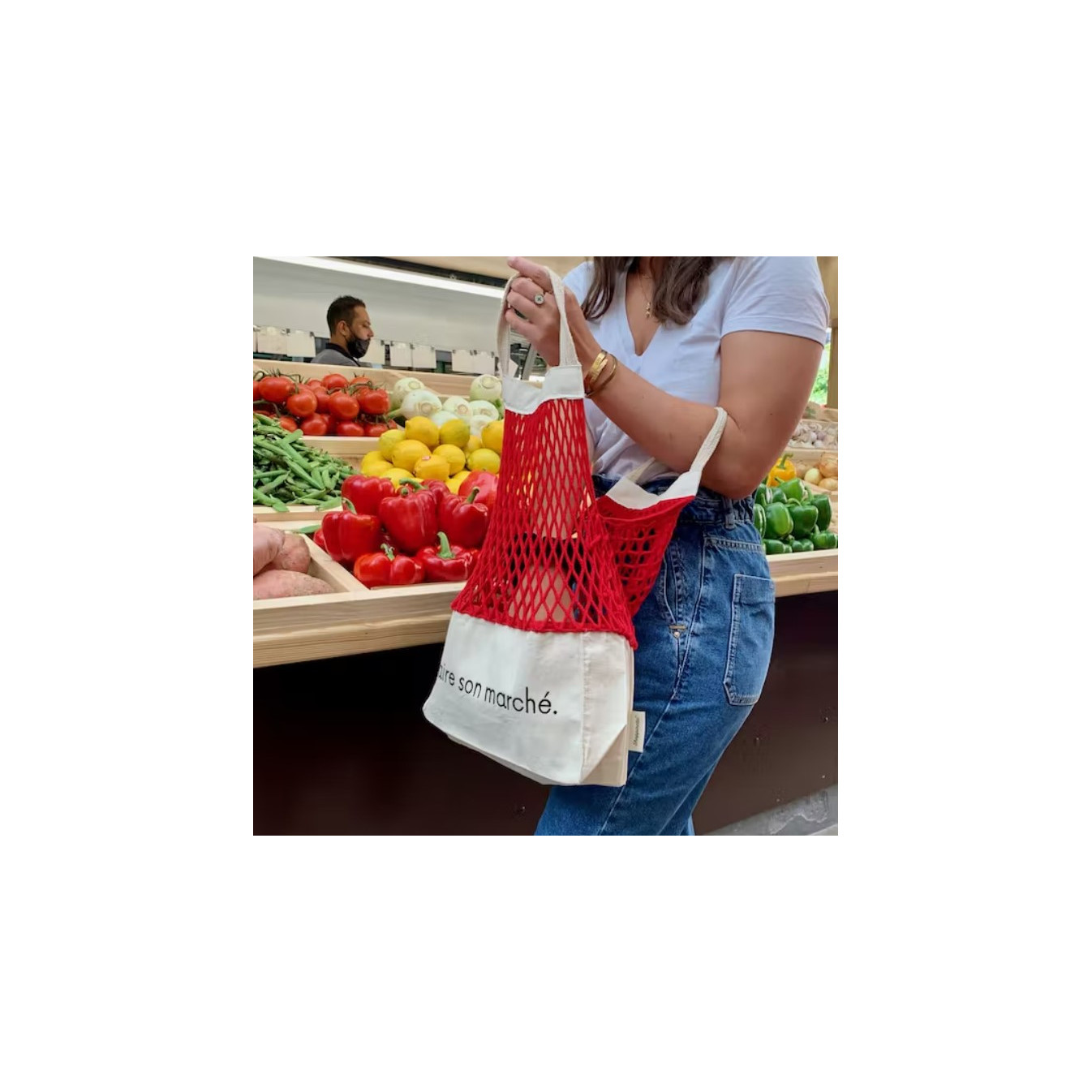 Shoppinette Provision Tote M Do Your Own Grocery Market Red