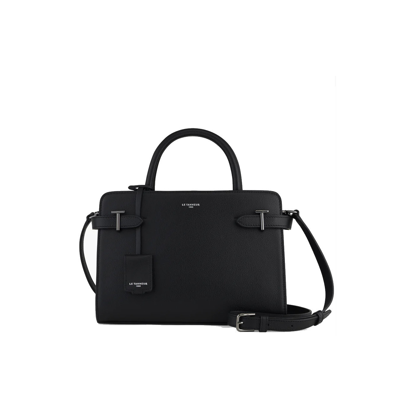 Le Tanneur Emilie Medium Leather Grainy Black Handbag