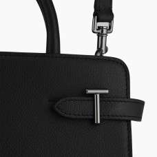 Le Tanneur Emilie Medium Black Grained Leather Handbag