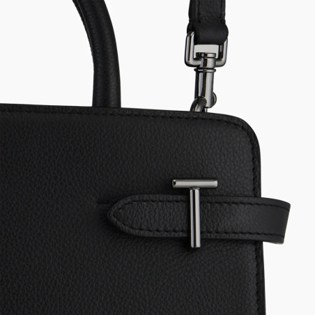 Le Tanneur Emilie Medium Leather Grainy Black Handbag