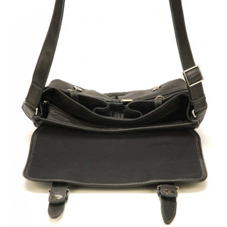 Arthur & Aston Johany Messenger Bag Black Leather