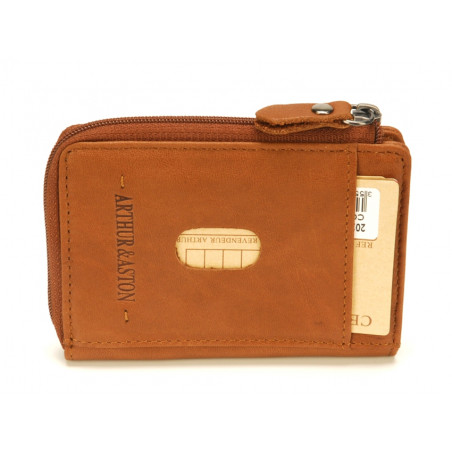 Arthur & Aston Johany Coin and Card Holder Cognac Leather
