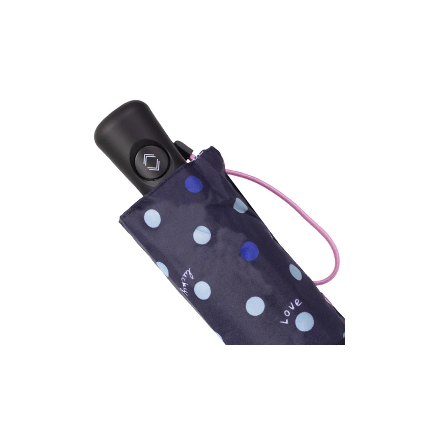 Isotoner Mini Auto Polka Dot Hello Umbrella