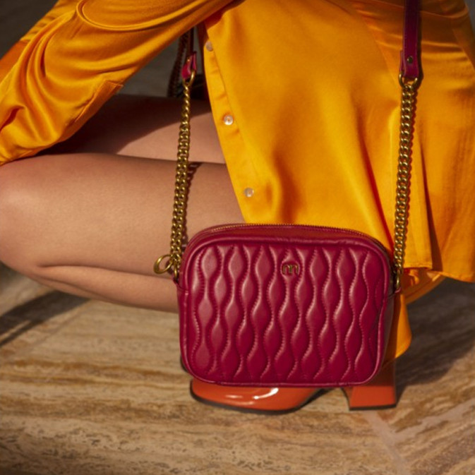 Sac à Main Bandoulière Nat & Nin Cuir Framboise - Vintage Authentique, Occasion