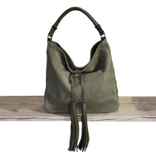 Berthille Hermine Hobo Shopping Bag Leather Khaki
