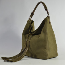 Berthille Hermine Hobo Shopping Bag Leather Khaki
