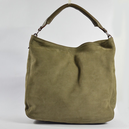 Berthille Hermine Hobo Shopping Bag Leather Khaki