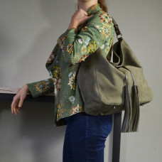 Berthille Hermine Hobo Shopping Bag Leather Khaki