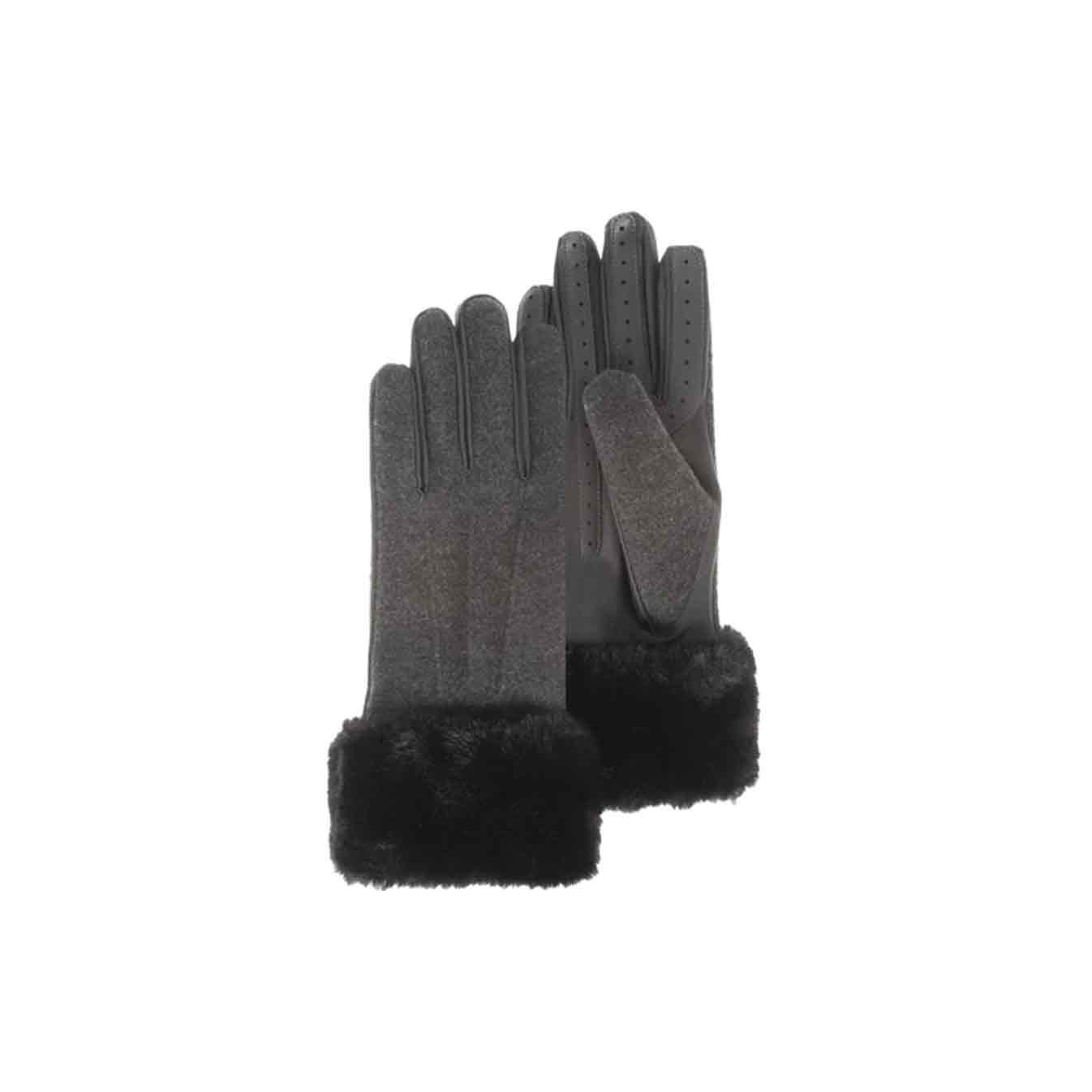 Isotoner Women's Fur Trim Gloves Grey