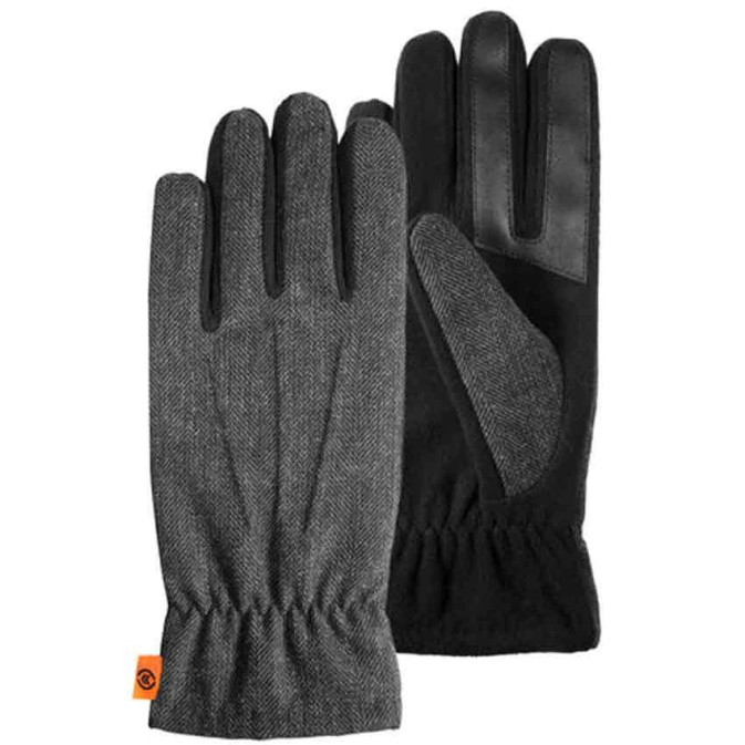 Isotoner Men's Bi-Material Touch Lined Gloves S/M Chevron