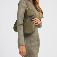 Guess Alexie Saffiano Olive Hobo Bag