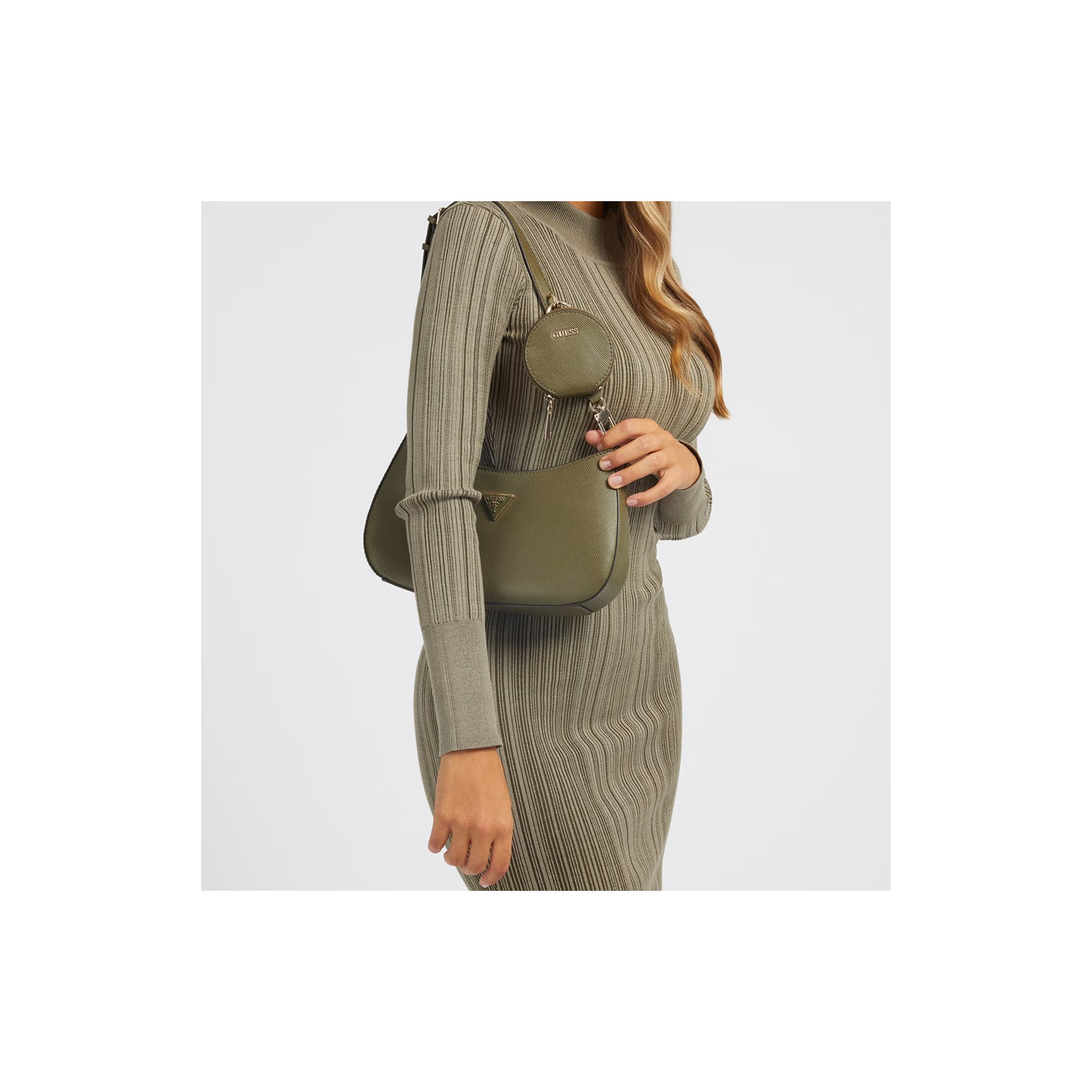 Guess Alexie Saffiano Olive Hobo Bag