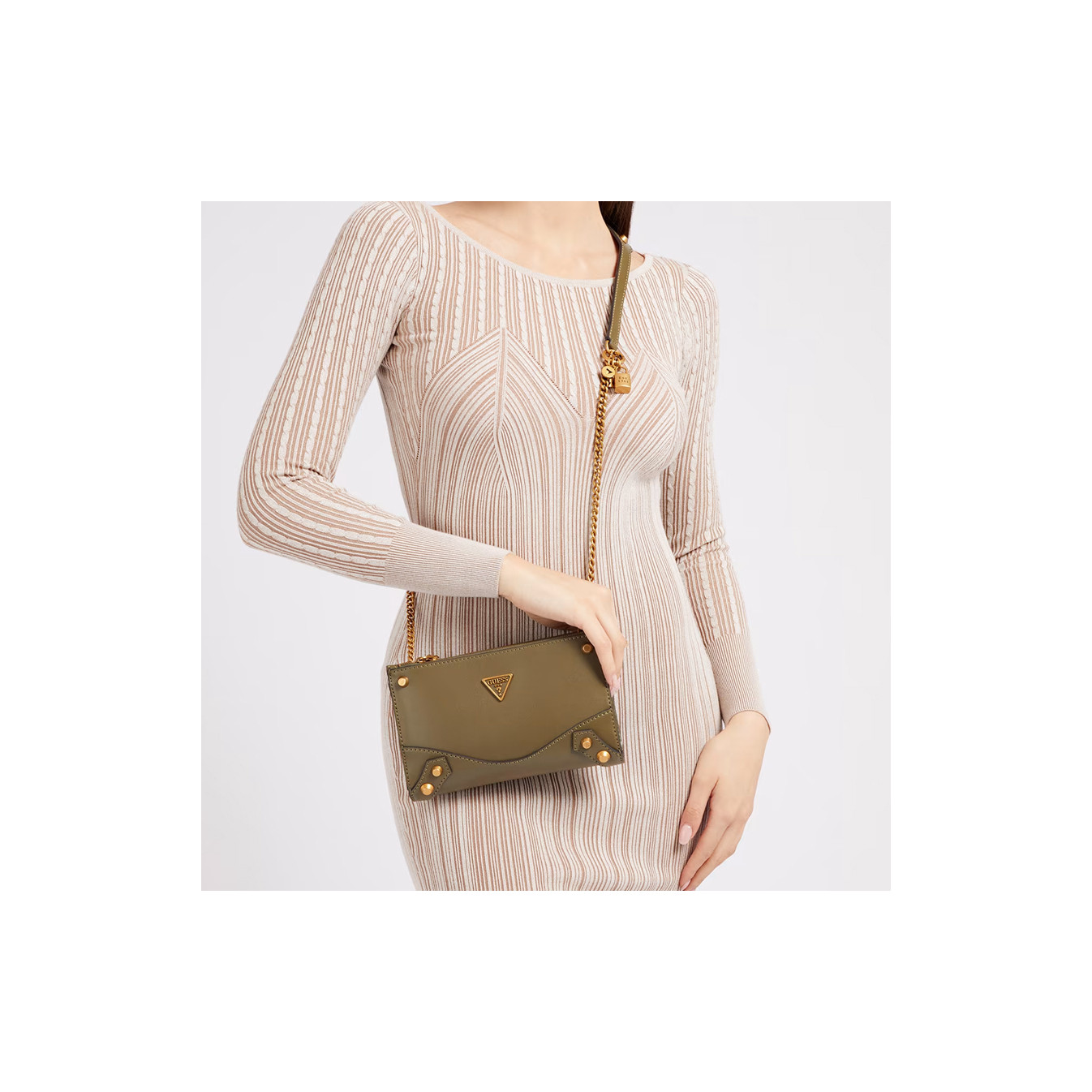 GUESS Mini Fourre-Tout En Laiton Avec Poche Amovible - Sac Bandoulière Femme Élégant