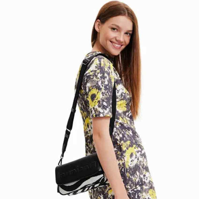 Sac à Main Patricia Nash Mollia Noir Et Imprimé Zèbre - Cuir Véritable, Bandoulière Réglable