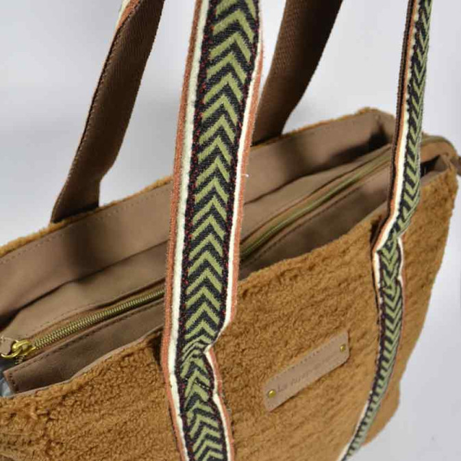 Sac De Voyage Cabine Inès DELAURE Camel - 40x30x17 Cm, Toile Et Simili Cuir - Neuf Avec étiquettes