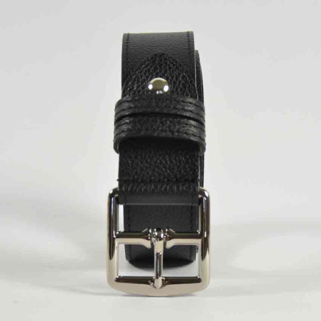 Berthille Stitched Leather Lined Adjustable Black Belt