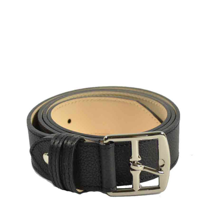 Berthille Stitched Leather Lined Adjustable Black Belt