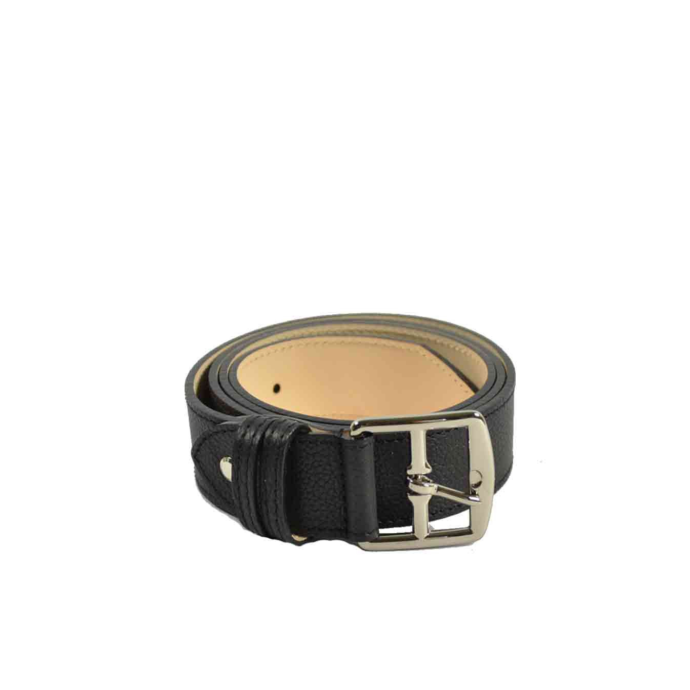 Berthille Stitched Leather Lined Adjustable Black Belt