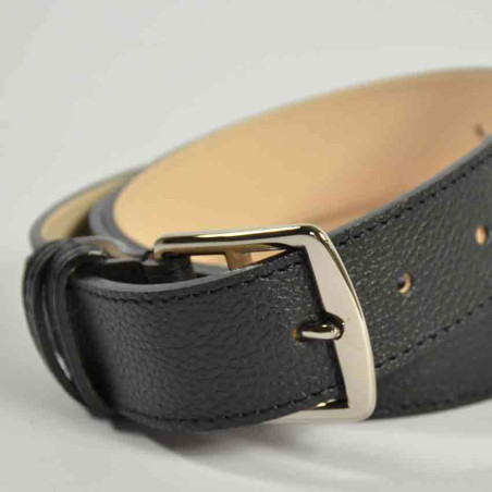 Berthille Stitched Leather Lined Adjustable Black Belt