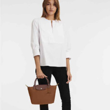 Longchamp Le Pliage Green Handbag S Cognac