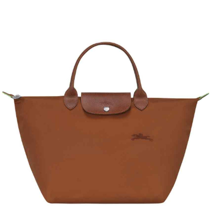 Longchamp Le Pliage Green Handbag M Cognac