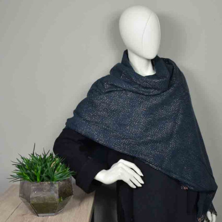 Farfouillette Stockholm Scarf Shawl Shiny Wool Navy