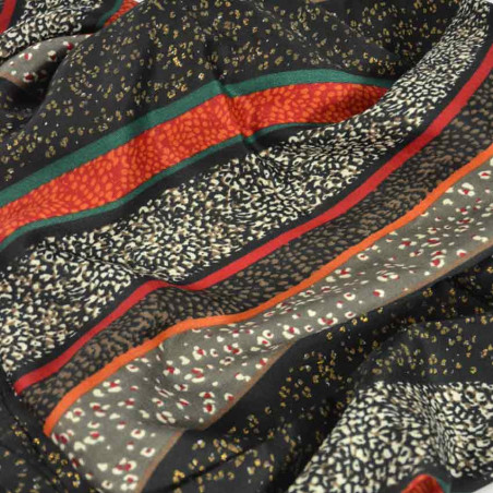 Farfouillette Congo Animal Print Black Scarf