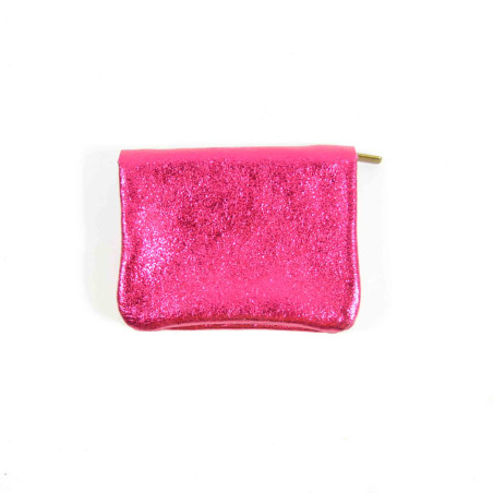 Farfouillette Compact Coin Purse Leather PM Fuchsia