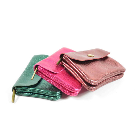 Farfouillette Compact Coin Purse Leather PM Fuchsia