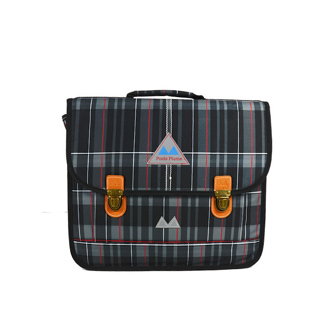 Poids Plume Cartable 38cm Tartan gris