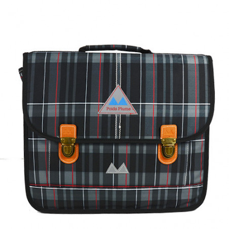 Poids Plume Cartable 38cm Tartan gris