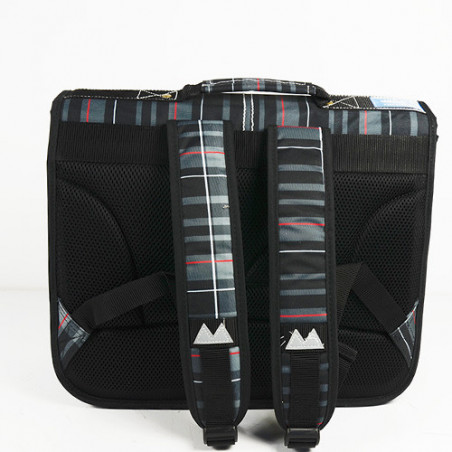 Poids Plume Cartable 38cm Tartan gris dos