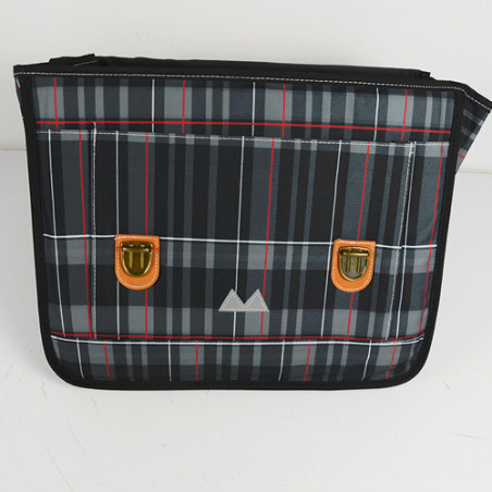 Poids Plume Cartable 38cm Tartan gris face